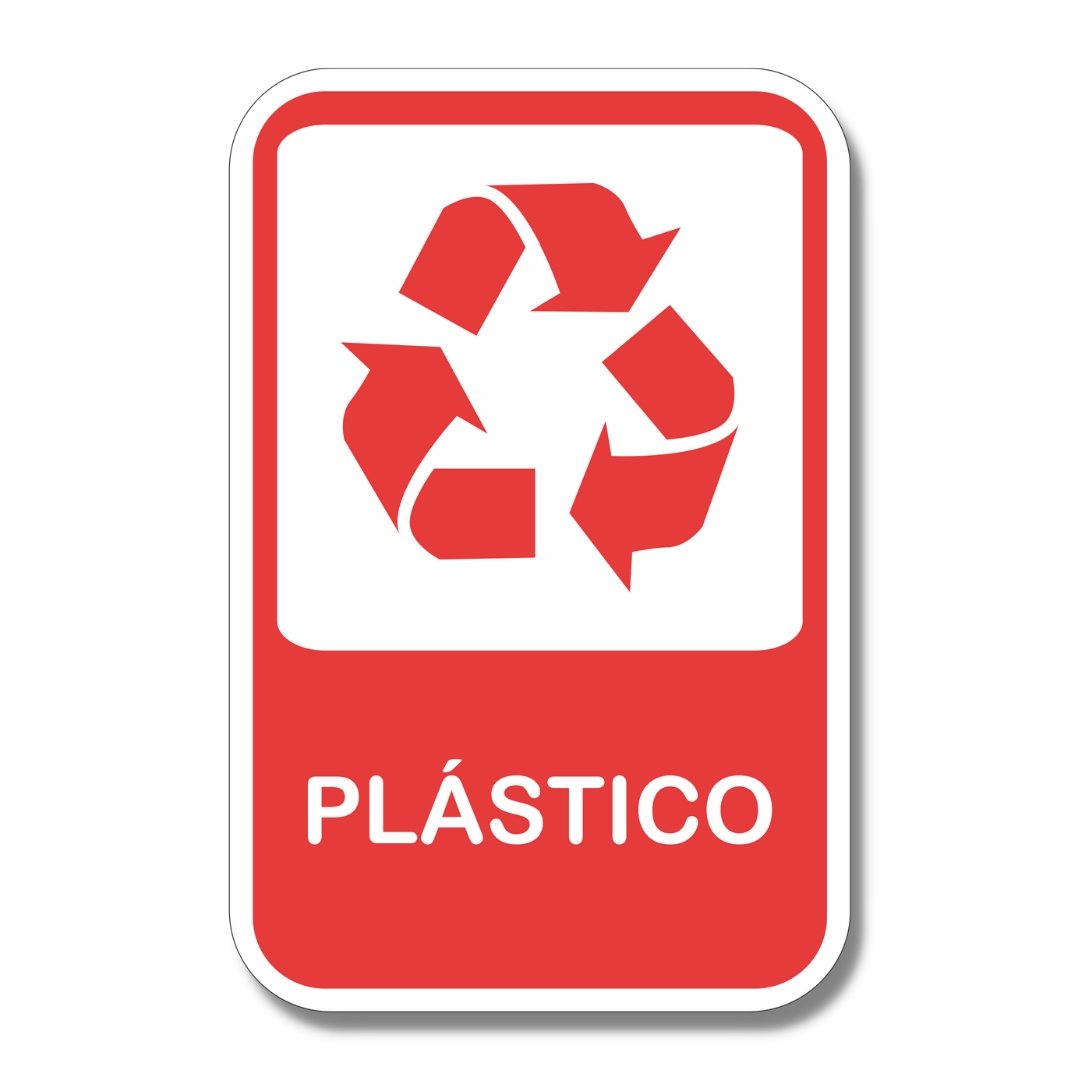 Placa de Sinalização Aviso Reciclagem Plástico 20x13 cm