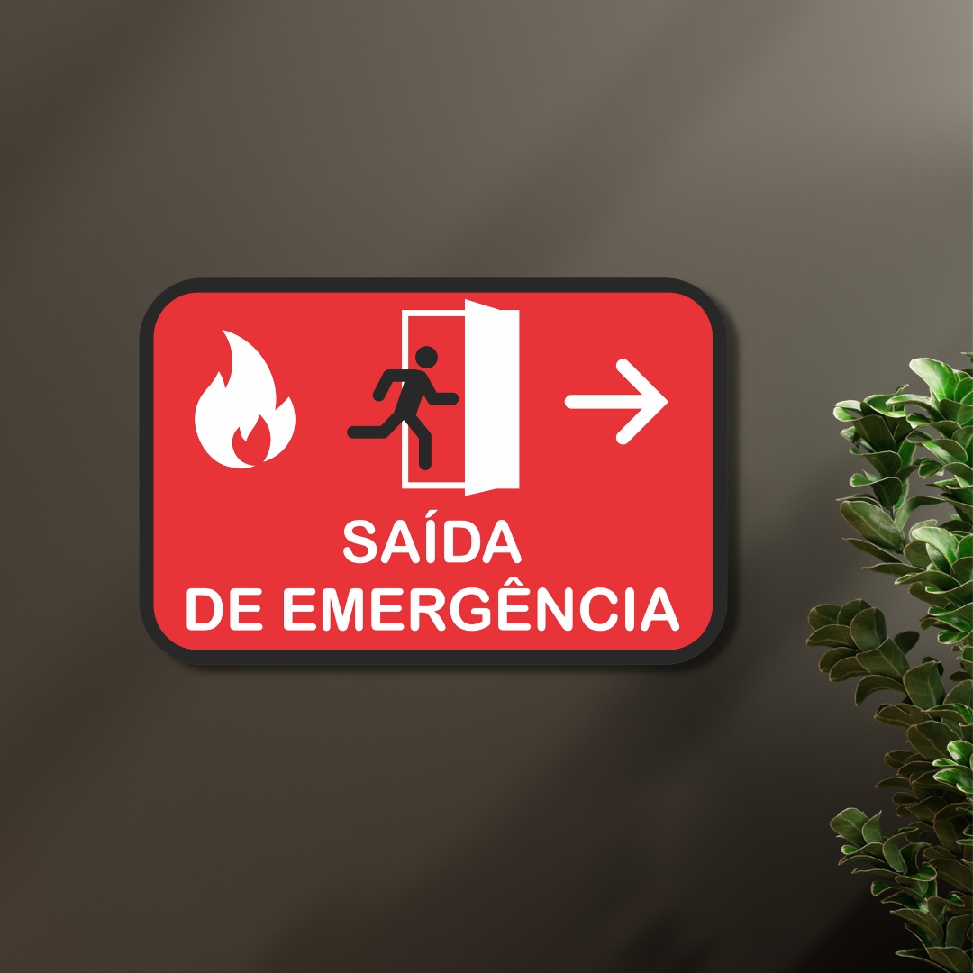 Placa de Sinalização Aviso Saída de Emergência 20x13 cm