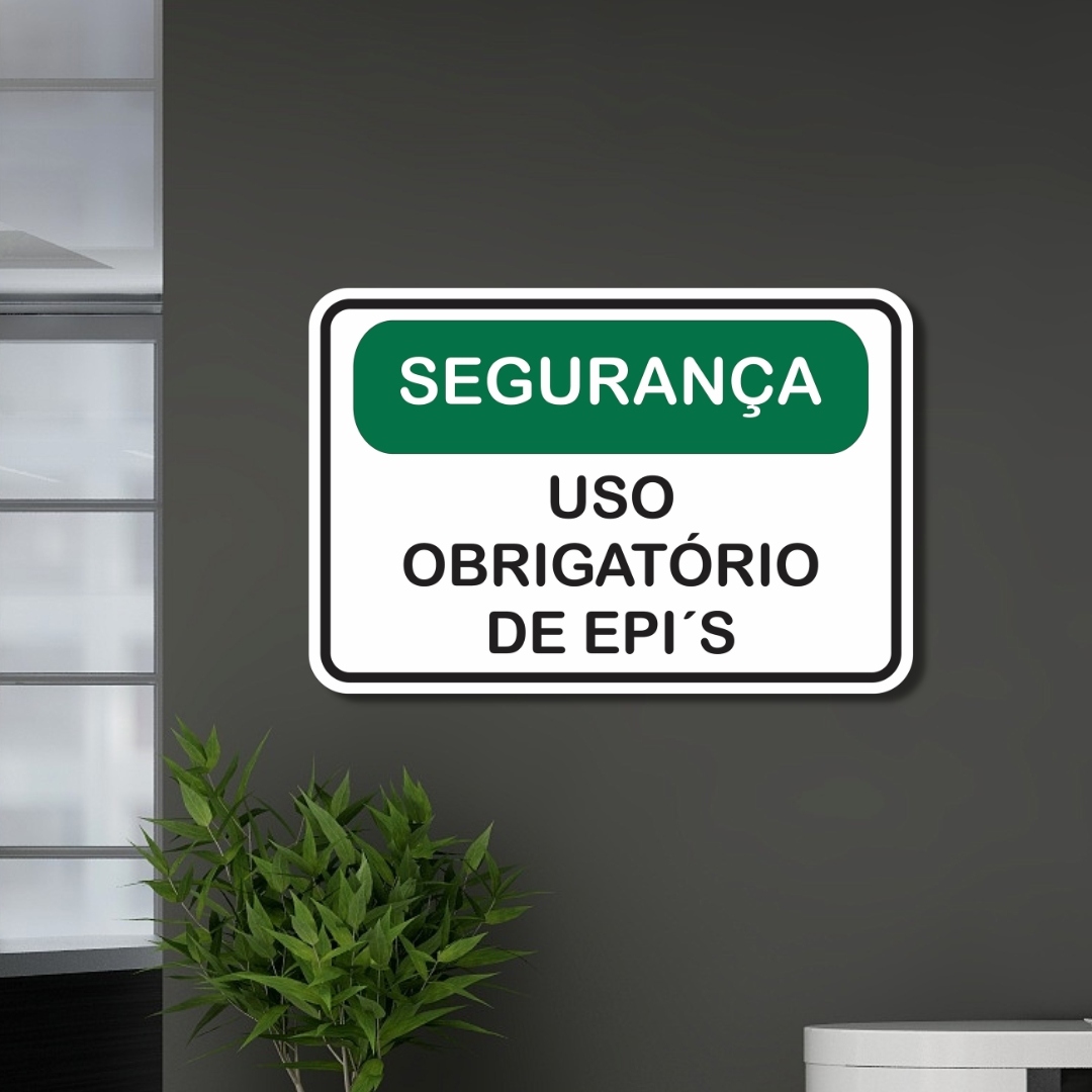 Placa de Sinalização Segurança Uso Obrigatório EPIs 20x30 cm