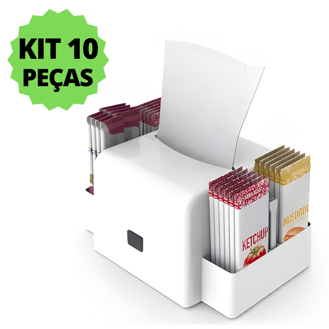 Porta Guardanapo mesa balcão bar c/ porta sache Pvc Kit 10un