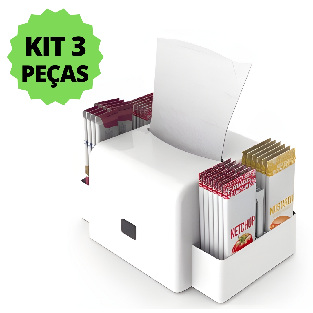 Porta Guardanapo mesa balcão bar c/ porta sache Pvc Kit 3 un