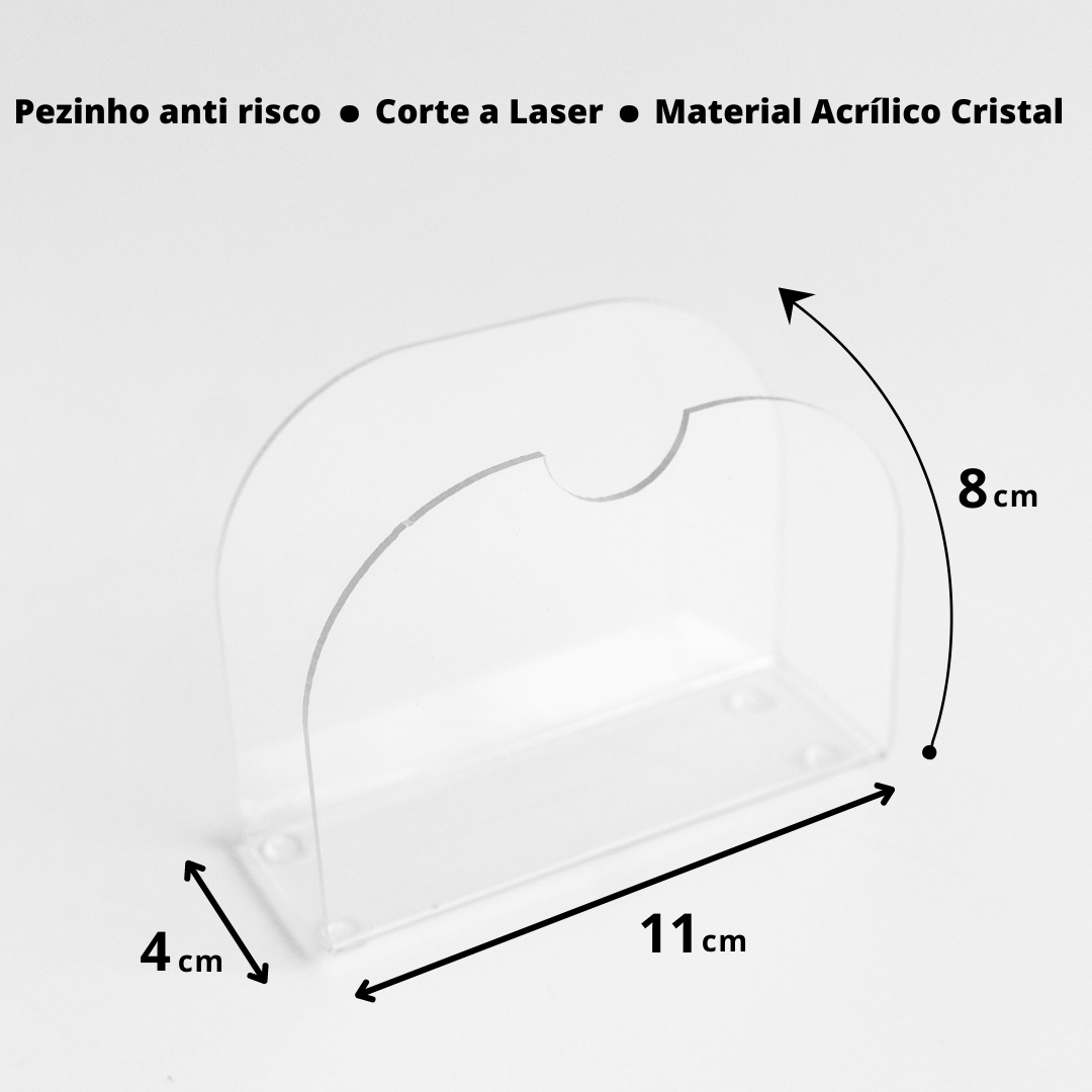 Porta Guardanapos Acrílico PS Cristal Mesa Bancada Kit 5 Un