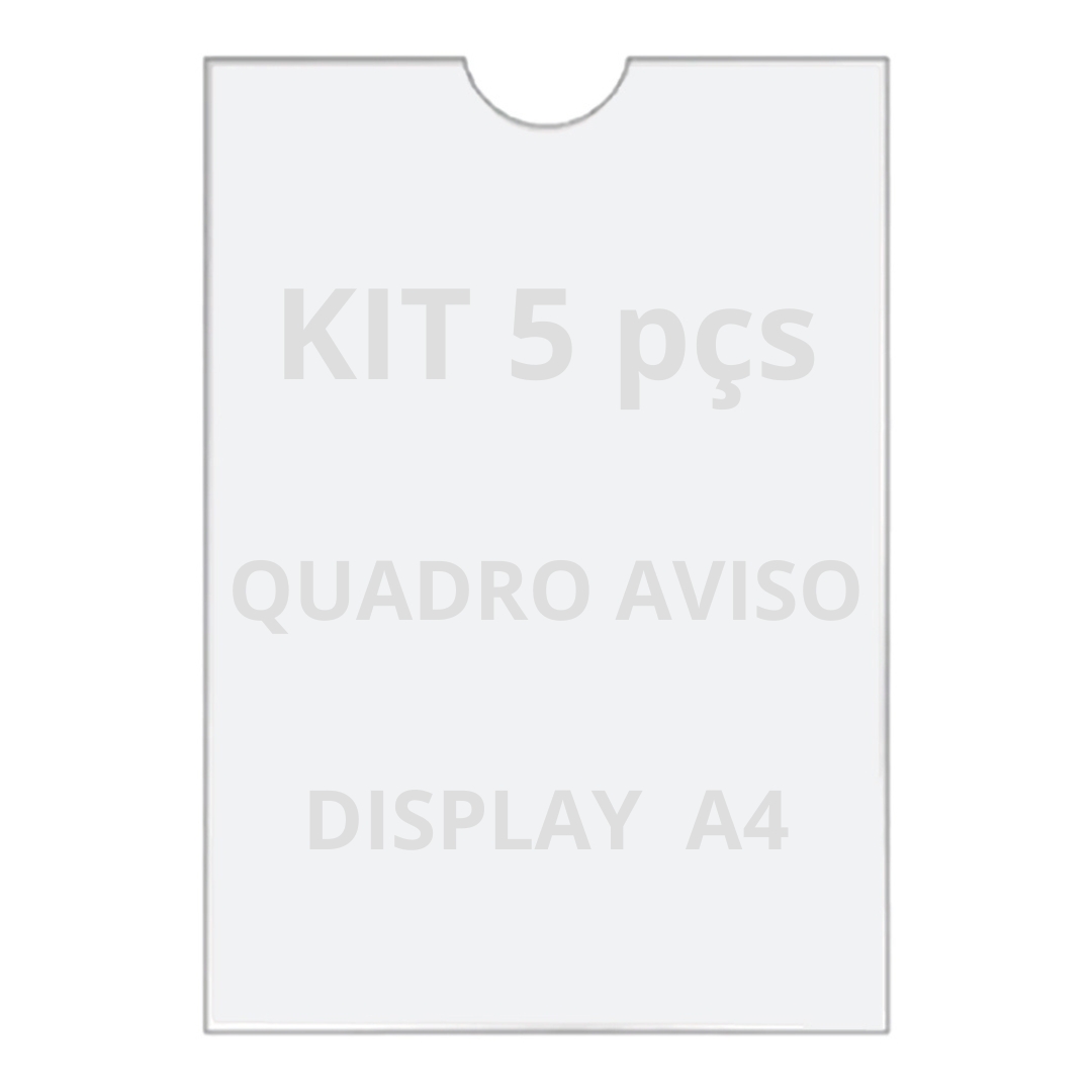 Quadro De Aviso A4 Display De Parede Acrílico Ps Kit 5 Peças