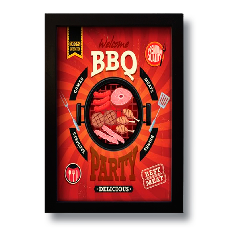 Quadro Decorativo BBQ Churrasco Vintage  33x43 cm