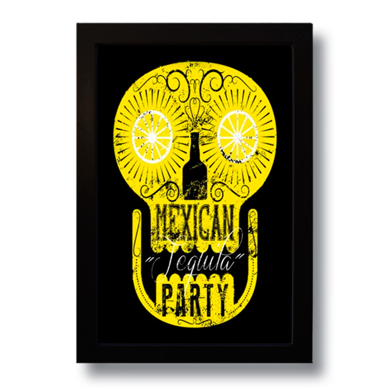 Quadro Decorativo Caveira Tequila Vintage  33x43 cm