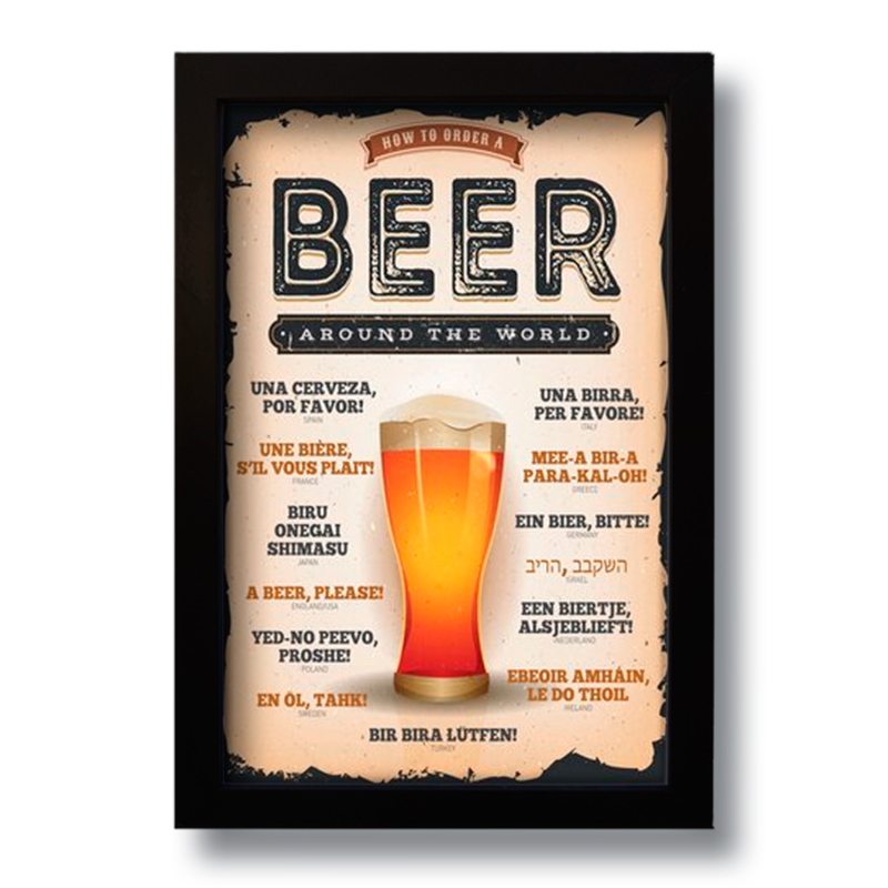 Quadro Decorativo Cerveja Beer Around The World  33x43 cm