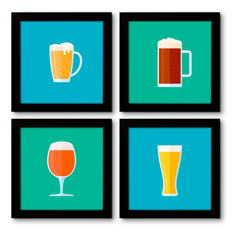 Quadro Decorativo Composê 40x40 Cm Bebidas