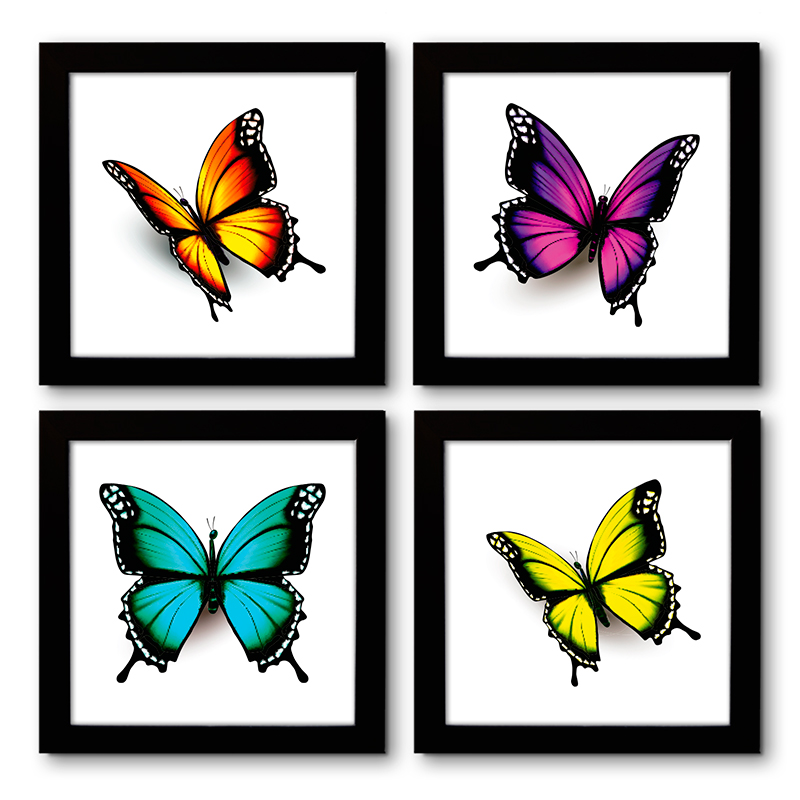 Quadro Decorativo Composê 40x40 Cm Borboletas