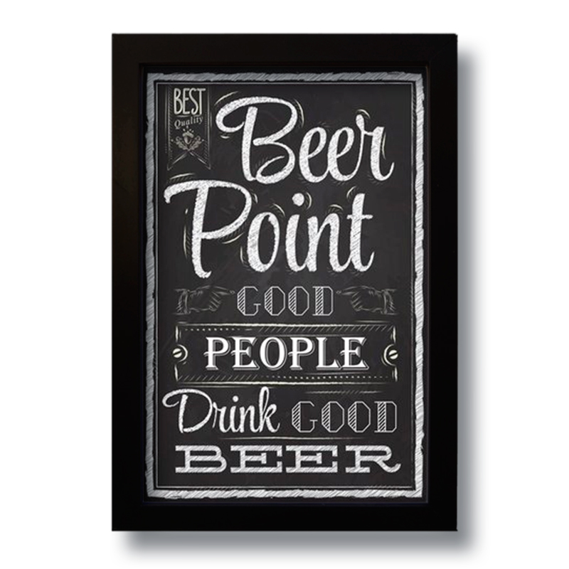 Quadro Decorativo Frase Bebidas Beer Point Vintage  33x43 cm