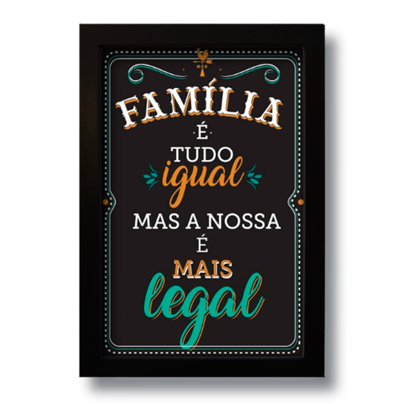 Quadro Decorativo Frase Família Para Sala Quarto  33x43 cm