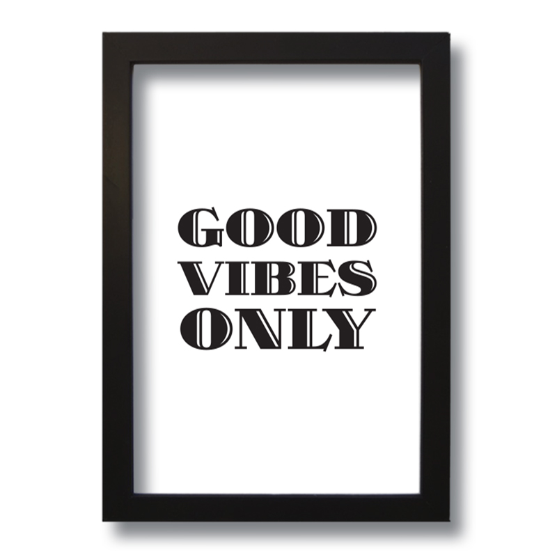 Quadro Decorativo Frase Good Vibes Only  33x43 cm