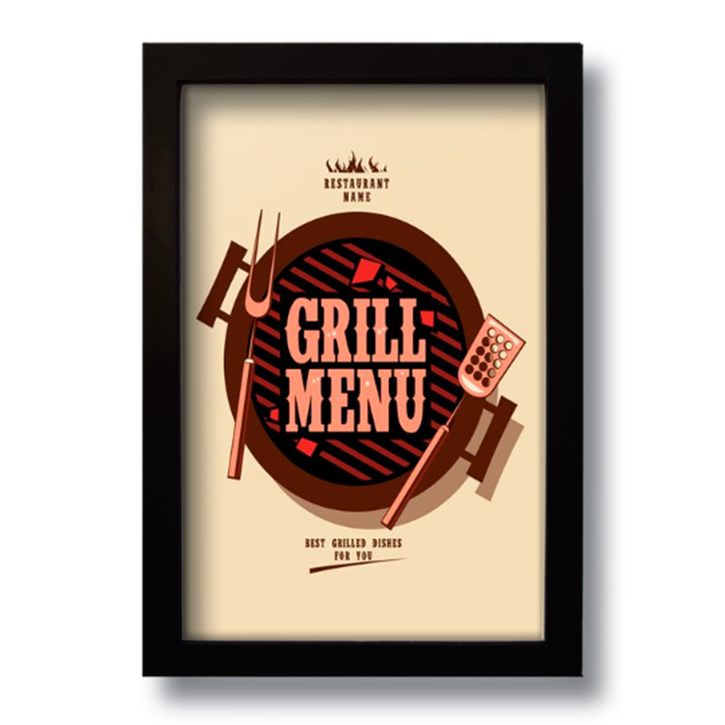 Quadro Decorativo Grill Menu Churrasco Vintage  33x43 cm