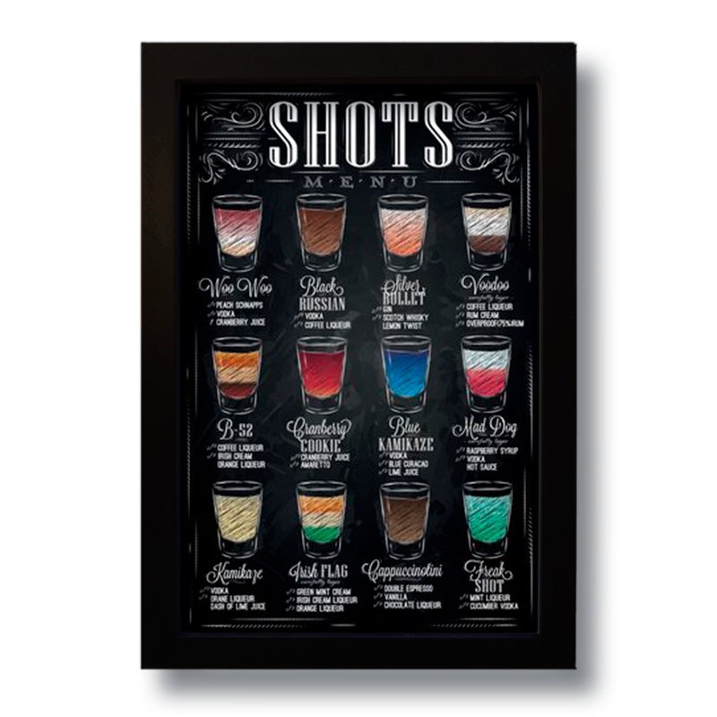 Quadro Decorativo Vintage Shots Menu  33x43 cm