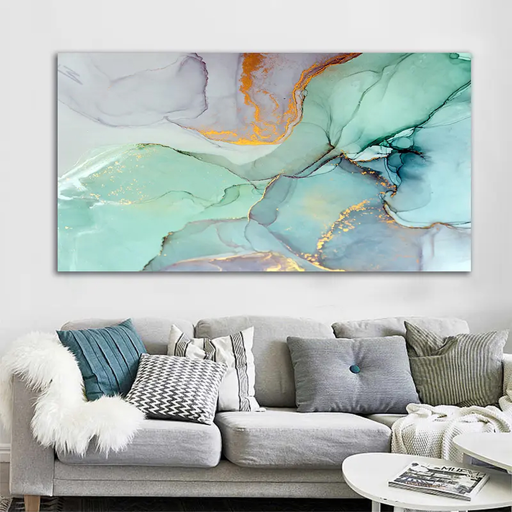 Quadro Decorativo Abstrato Mancha, Tela em Canvas na Horizontal ideal para ambiente de Sala de estar, jantar, reuniões, Quarto e Hall de entrada (100x70 Cm)