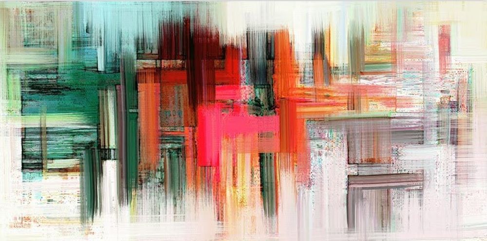Quadro Decorativo Abstrato Vibrante, Tela em Canvas na Horizontal ideal para ambiente de Sala, Quarto e Hall de entrada (100x70 cm)
