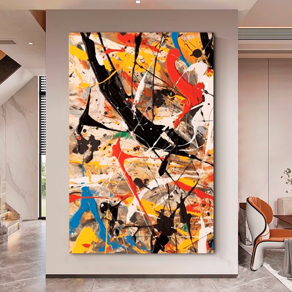 Quadro Decorativo Abstrato Vibrante, Tela em Canvas na Vertical ideal para ambiente de Sala, Quarto e Hall de entrada (100x70 cm)