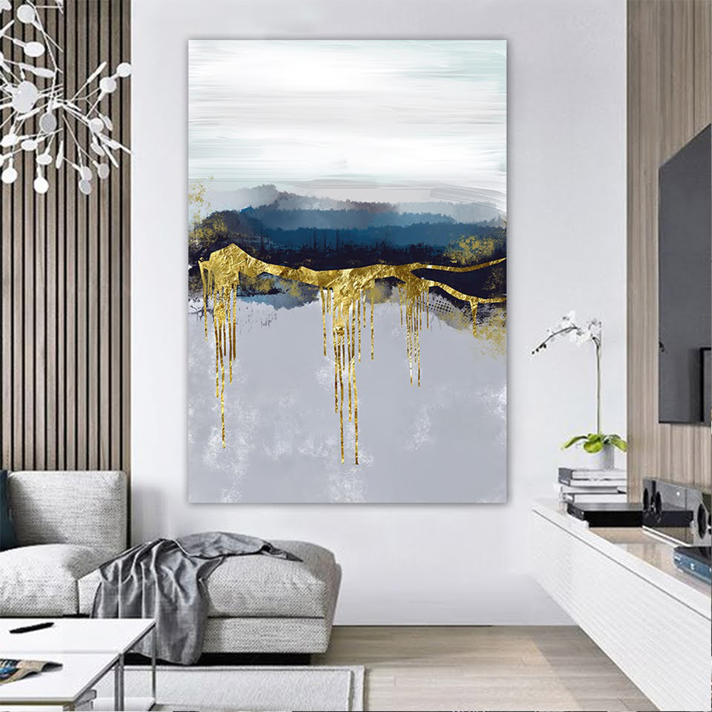 Quadro Decorativo Abstrato, Tela em Canvas na Vertical ideal para ambiente de Sala de estar, jantar, reuniões, Quarto e Hall de entrada (100x70 Cm)