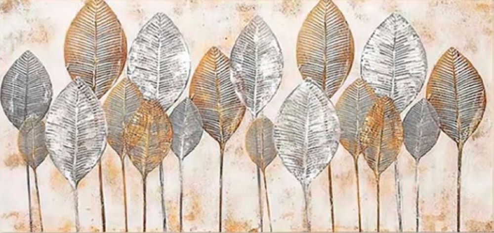 Quadro Decorativo Botânico Folhas, Tela em Canvas na Horizontal, ideal para ambiente de Sala, Quarto e Hall (100x70 cm)