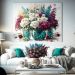 Quadro Decorativo Floral Classico, Tela em Canvas na Horizontal ideal para ambiente de Sala, Quarto e Hall (100X70 CM)