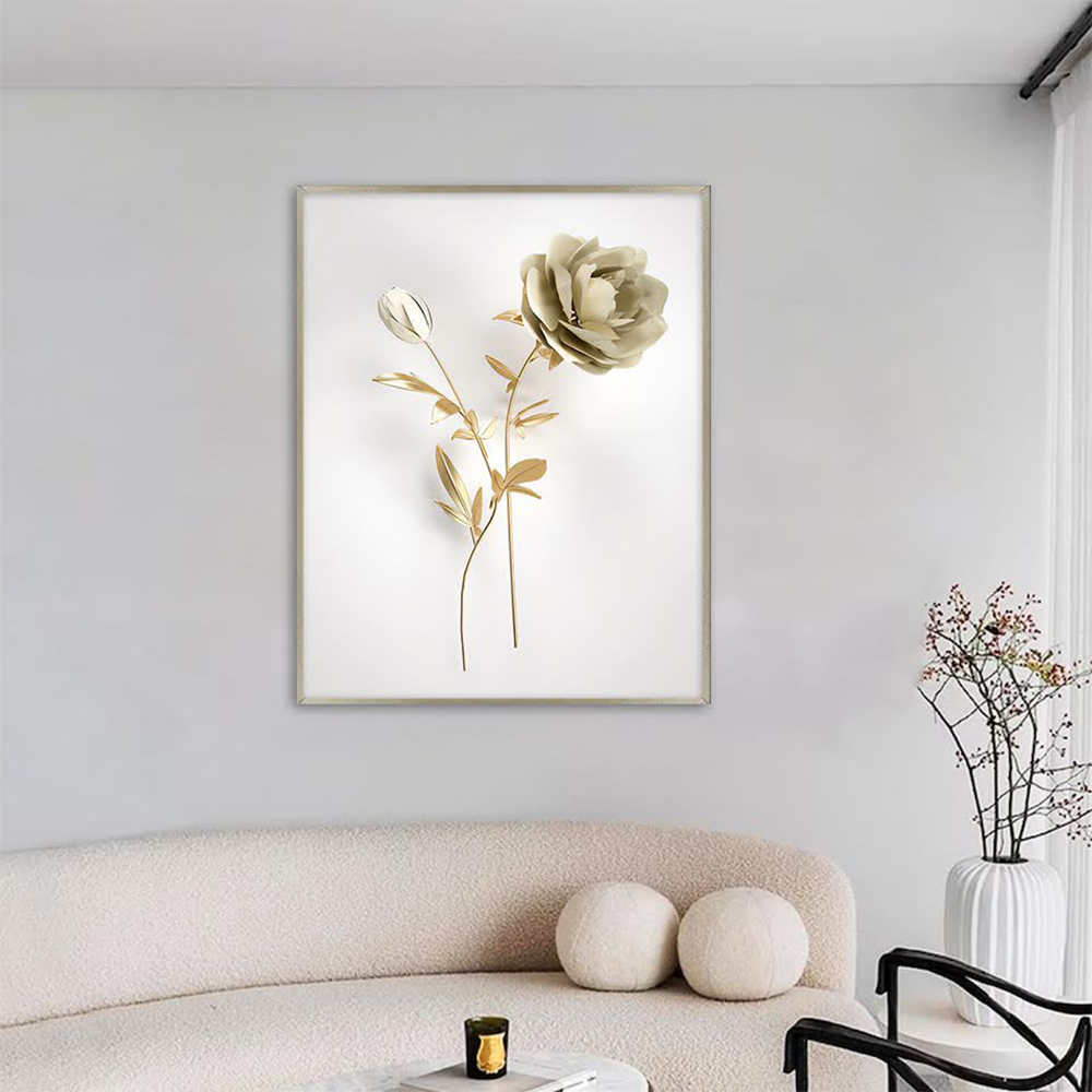 Quadro Decorativo Floral Fotografico Rosa, Tela em Canvas na Vertical ideal para ambiente de Sala de estar, jantar, reuniões, Quarto e Hall de entrada (100x70 cm)