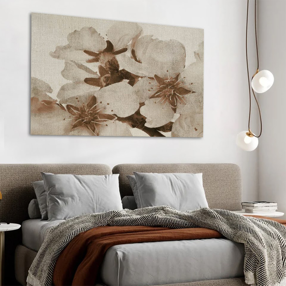Quadro Decorativo Floral Fotografico Vintage, Tela em Canvas na Horizontal ideal para ambiente de Sala de estar, jantar, reuniões, Quarto e Hall de entrada
