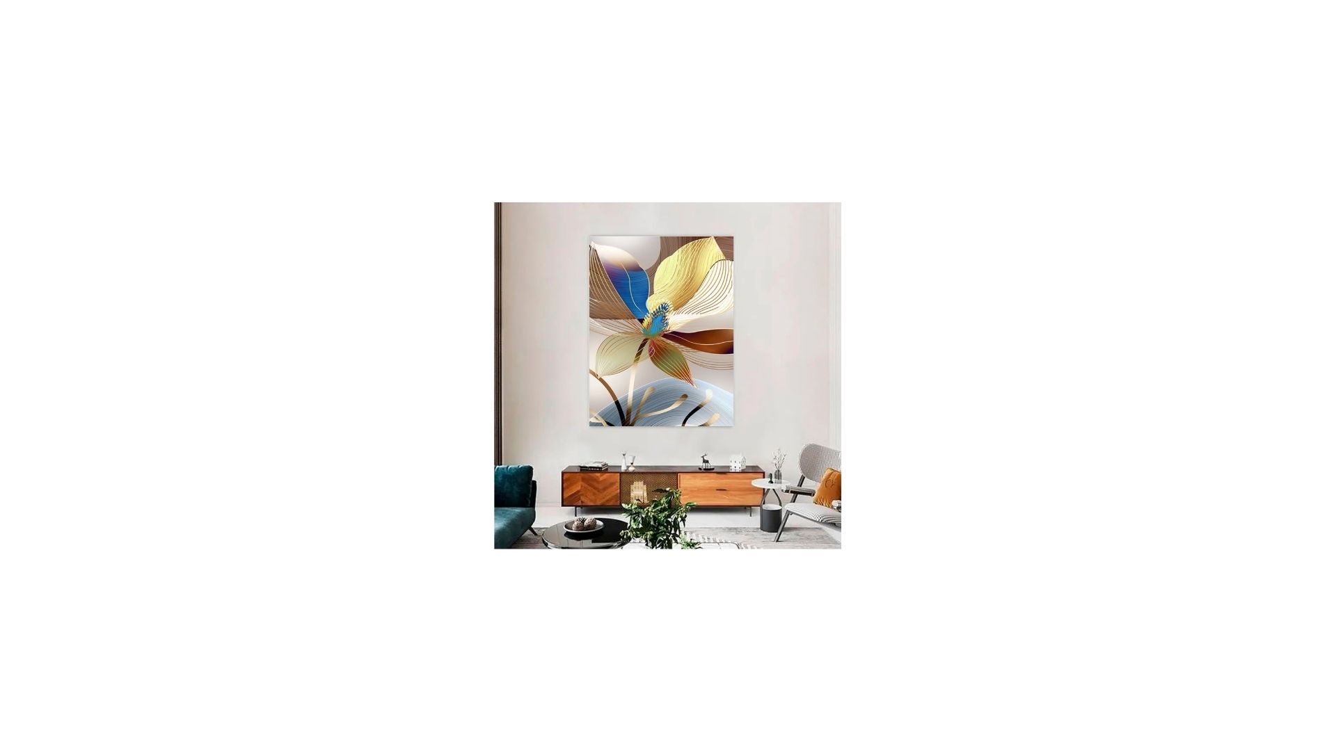 Quadro Decorativo Floral Moderno Figurativo, Tela em Canvas na Vertical ideal para ambiente de Sala, Quarto e Hall (100x70 cm)
