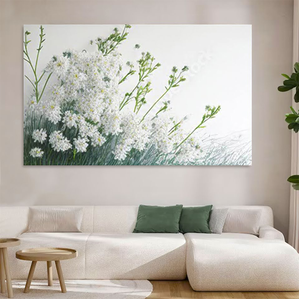 Quadro Decorativo Floral Pintura Campo, Tela em Canvas na Horizontal ideal para ambiente de Sala de estar, jantar, reuniões, Quarto e Hall de entrada