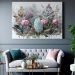 Quadro Decorativo Floral Pintura, Tela em Canvas na Horizontal ideal para ambiente de Sala de estar, jantar, reuniões, Quarto e Hall de entrada