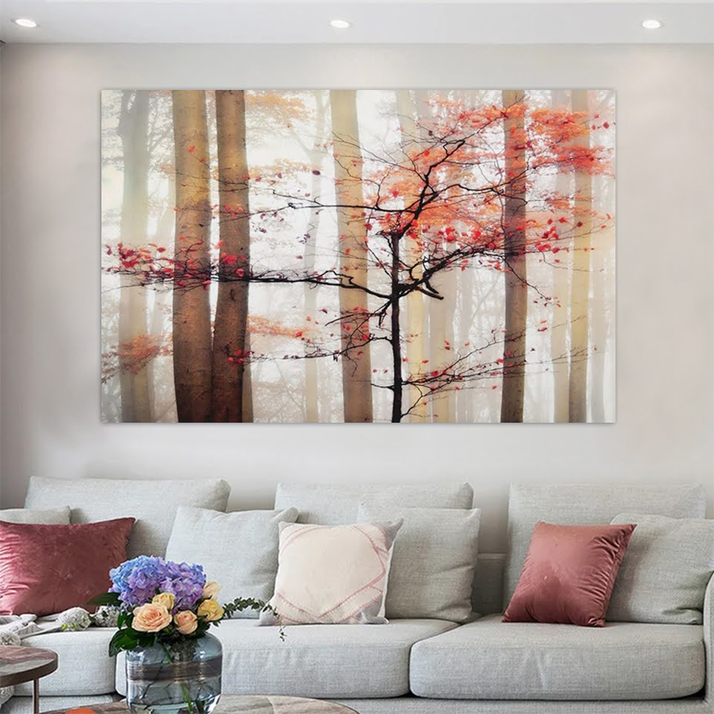 Quadro Decorativo Natiureza Outono, Tela em Canvas na Horizontal ideal para ambiente de Sala de estar, jantar, reuniões, Quarto e Hall de entrada (100x70 cm)