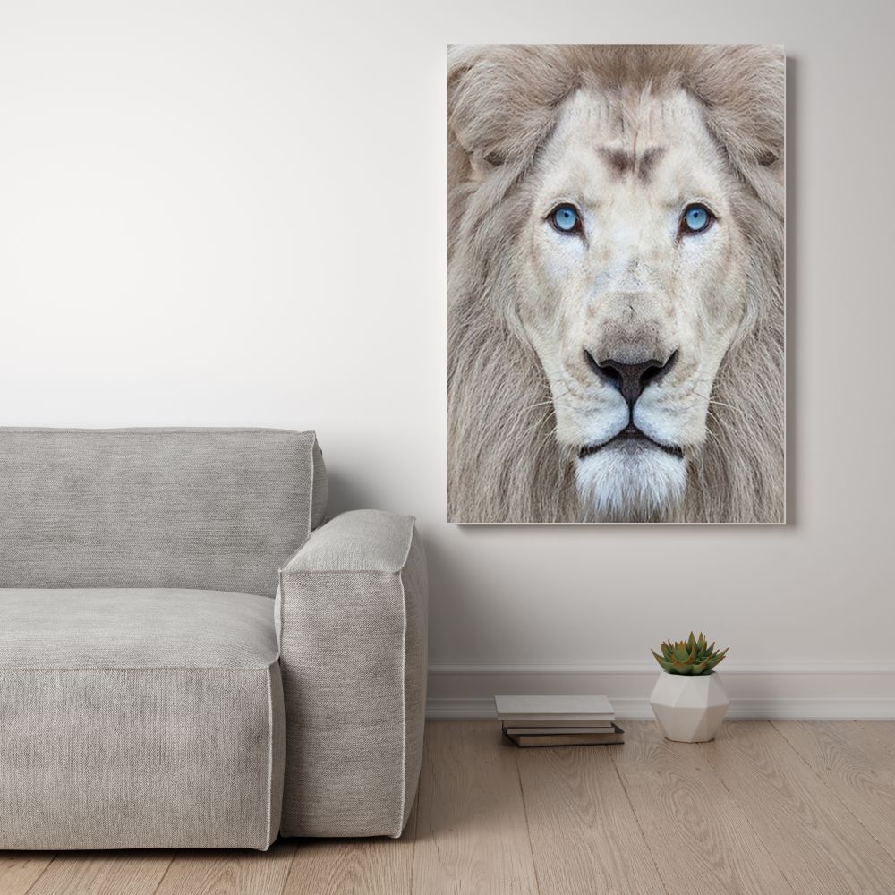 Quadro Decorativo Natureza Leão Tela em Canvas, na posição Vertical, ideal para ambiente de Sala, Quarto e Hall  (100x70 cm)