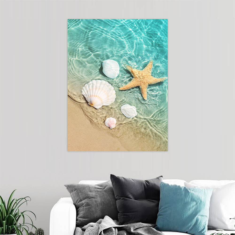 Quadro Decorativo Natureza Praia Mar, Tela em Canvas na Vertical ideal para ambiente de Sala de estar, jantar, reuniões, Quarto e Hall de entrada