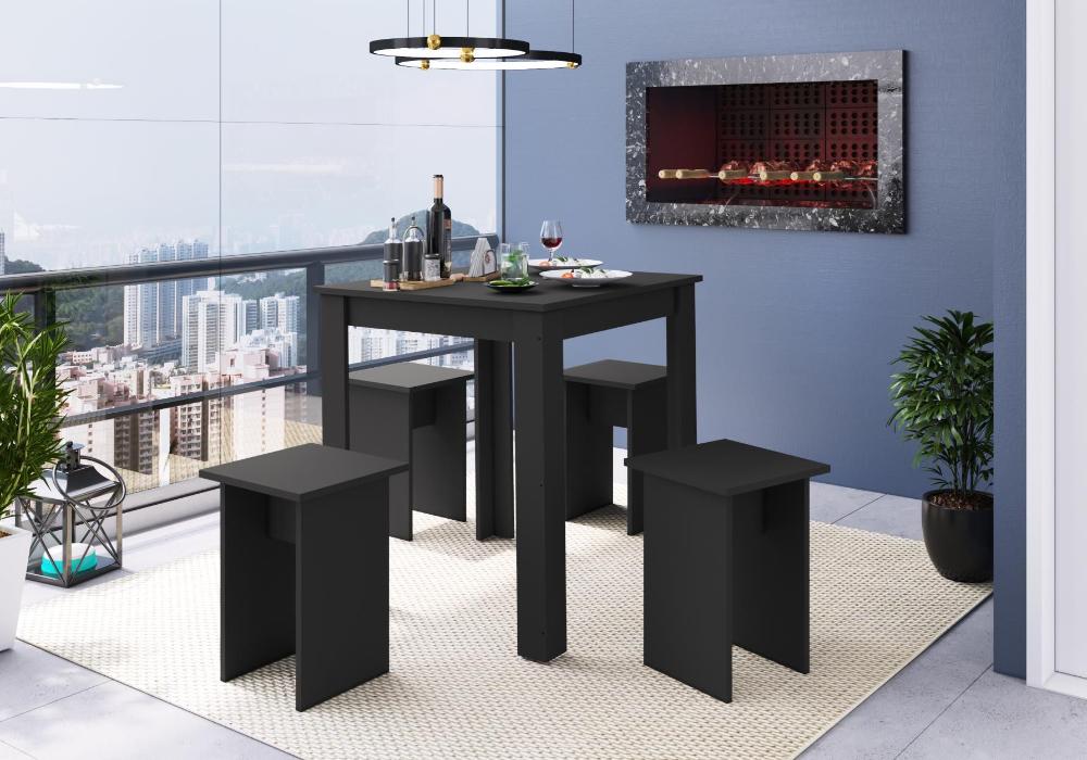 Banqueta 30x30 Amalfi Preto - Art In Móveis