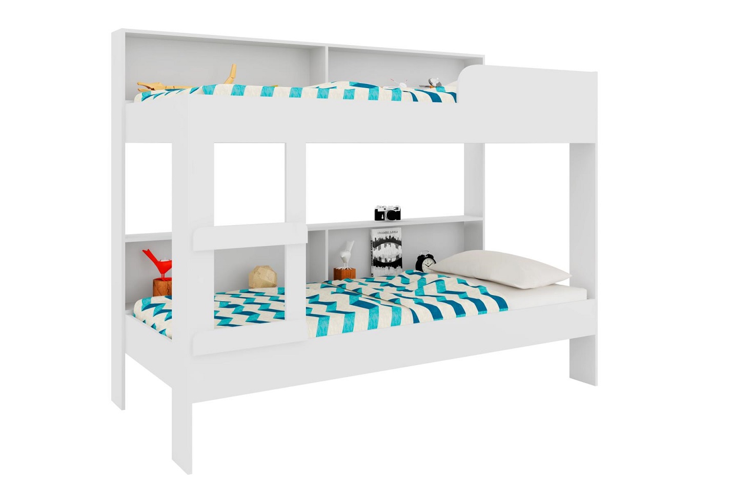 Beliche Com Estante 90 Miami Branco - Art In Móveis