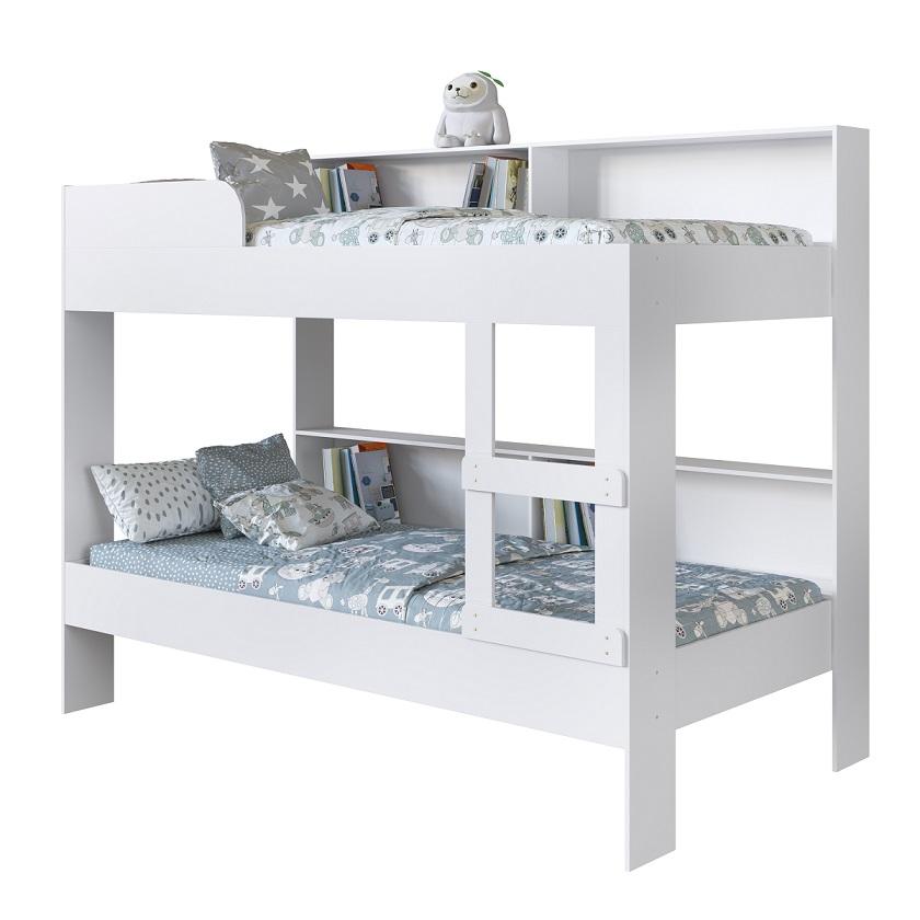 Beliche Solteiro com estante 90 San Diego Branco - Art In Móveis