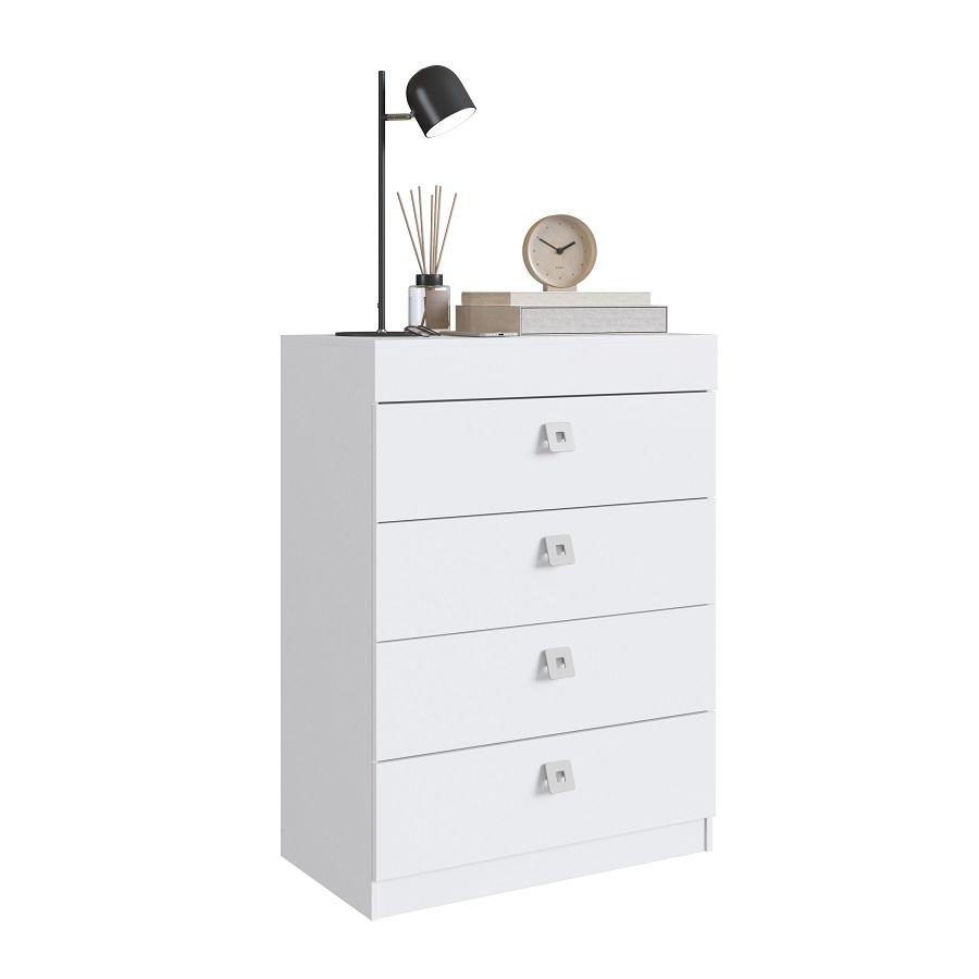 Cômoda 4 Gavetas c/ Gabinete Oculto Lock Branco - Art In Móveis
