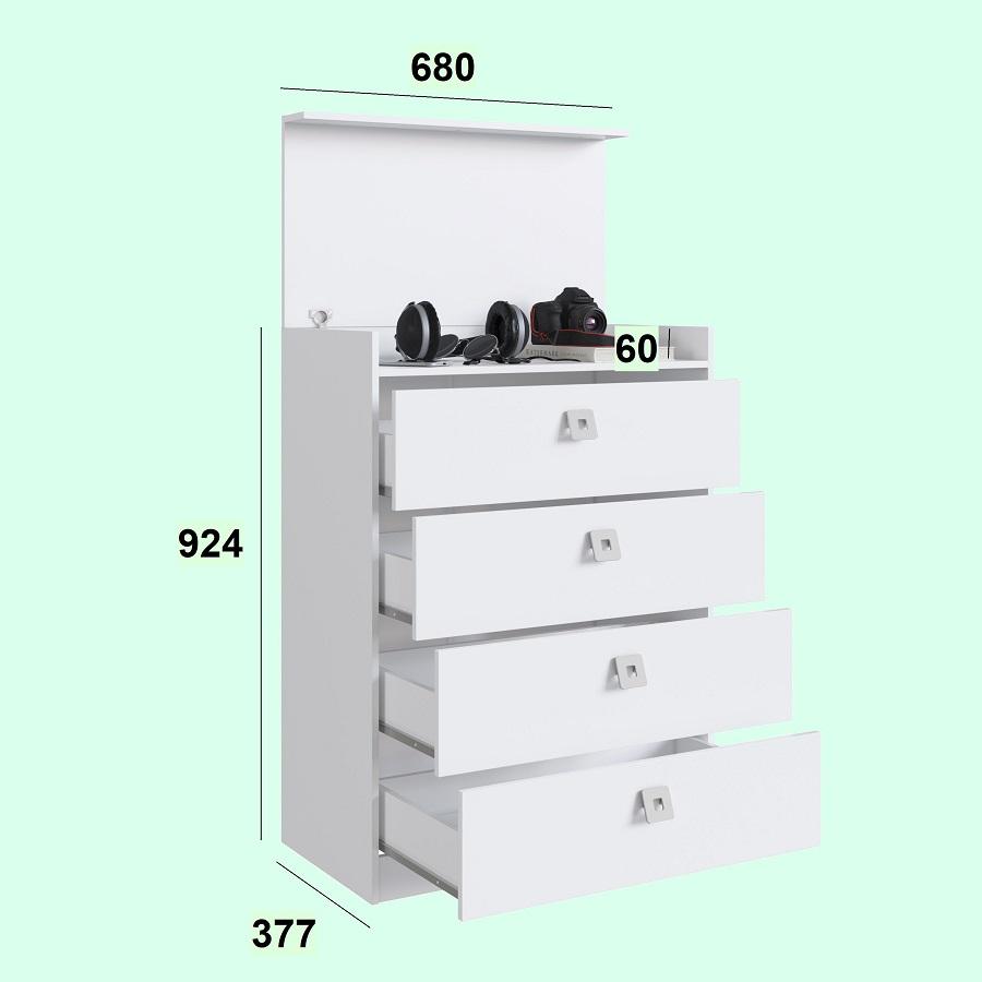 Cômoda 4 Gavetas c/ Gabinete Oculto Lock Branco - Art In Móveis