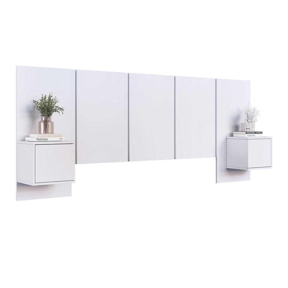 Cabeceira Cama Casal Queen Com Mesas 140/160 Zurique Branco