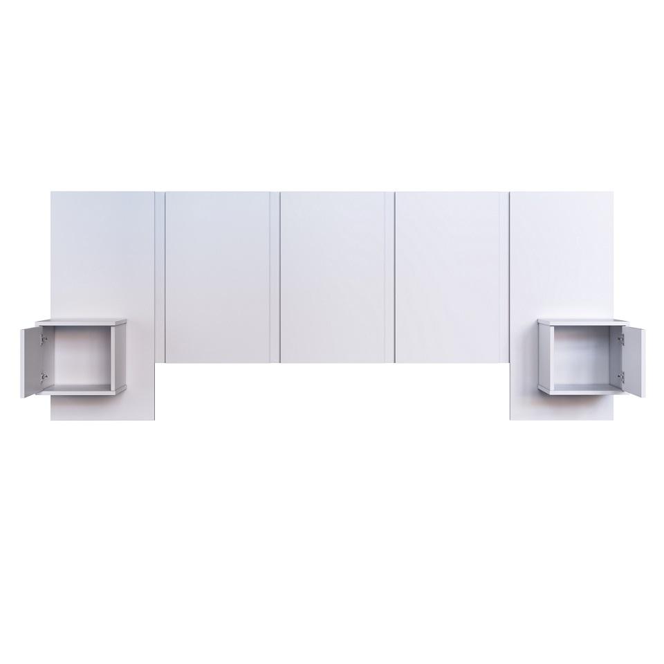 Cabeceira Cama Casal Queen Com Mesas 140/160 Zurique Branco