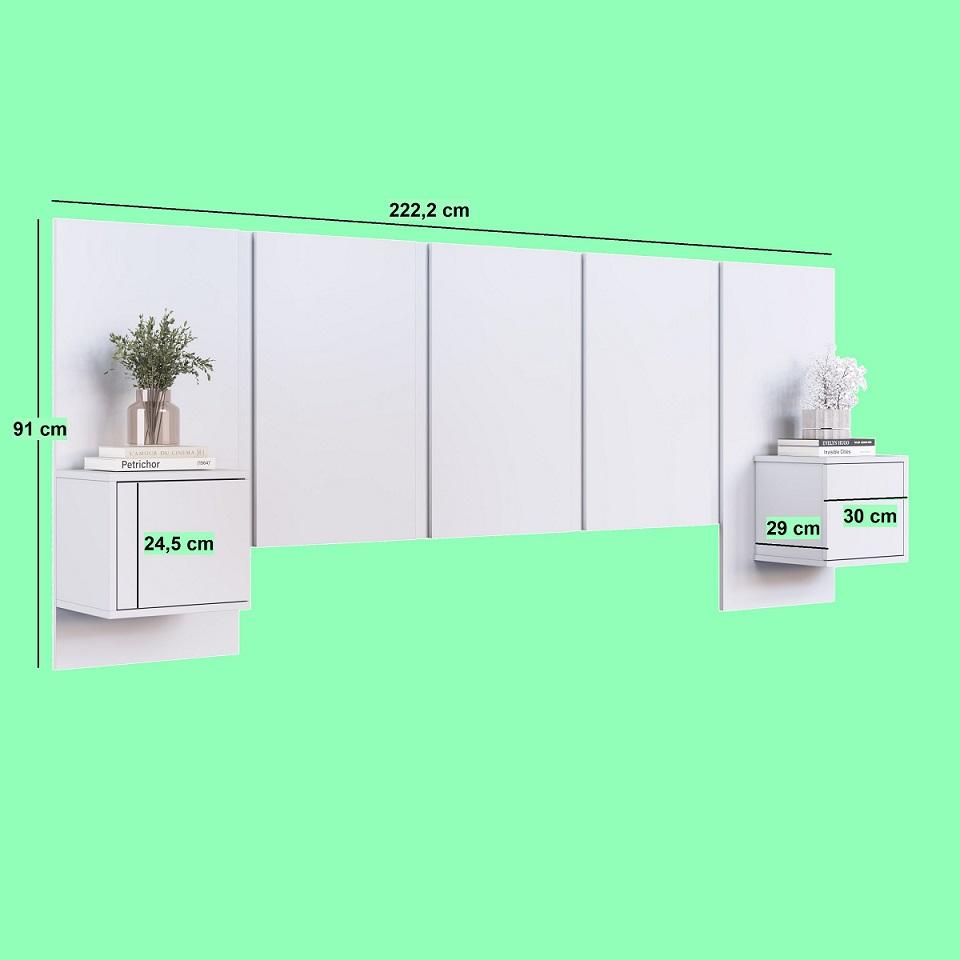 Cabeceira Cama Casal Queen Com Mesas 140/160 Zurique Branco