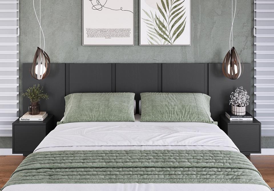 Cabeceira Cama Casal Queen Com Mesas 140/160 Zurique Grafite