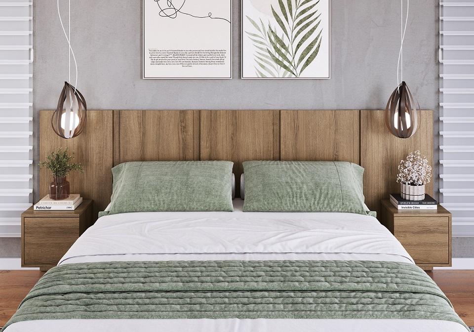 Cabeceira Cama Casal Queen Com Mesas 140/160 Zurique Mel