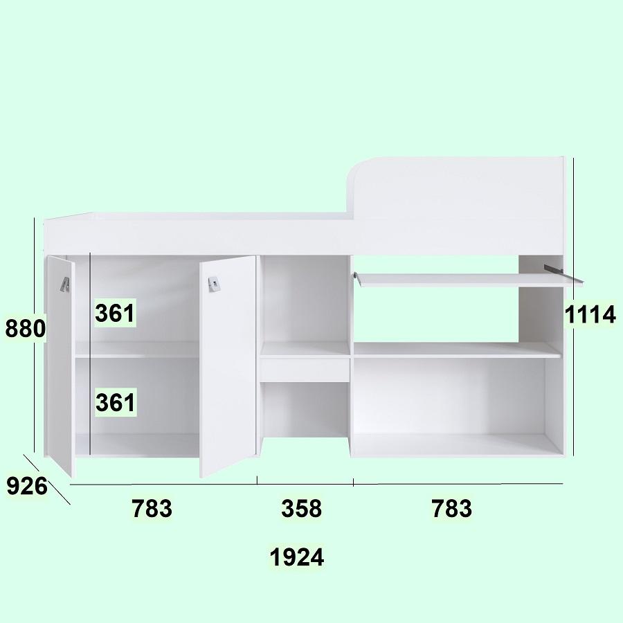 Cama Alta Multifuncional c/ escrivaninha 90 Monterey Branco