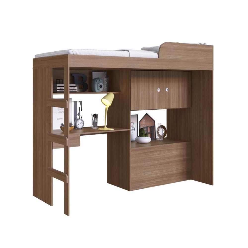 Cama Alta Multifuncional com baú e Estação de Trabalho 80 Lion Montana - Art In Móveis