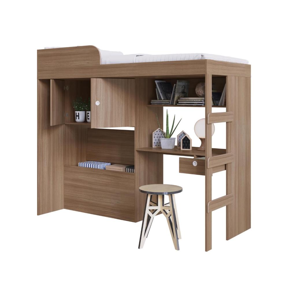 Cama Alta Multifuncional com baú e Estação de Trabalho 80 Lion Montana - Art In Móveis