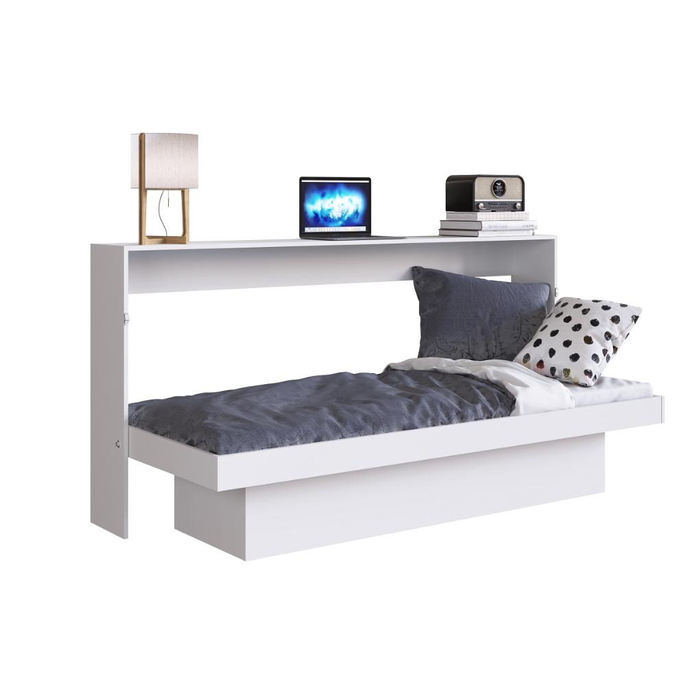 Cama Articulável Horizontal Solteiro c/ Estação de Trabalho 80 Latino Branco - Art in móveis