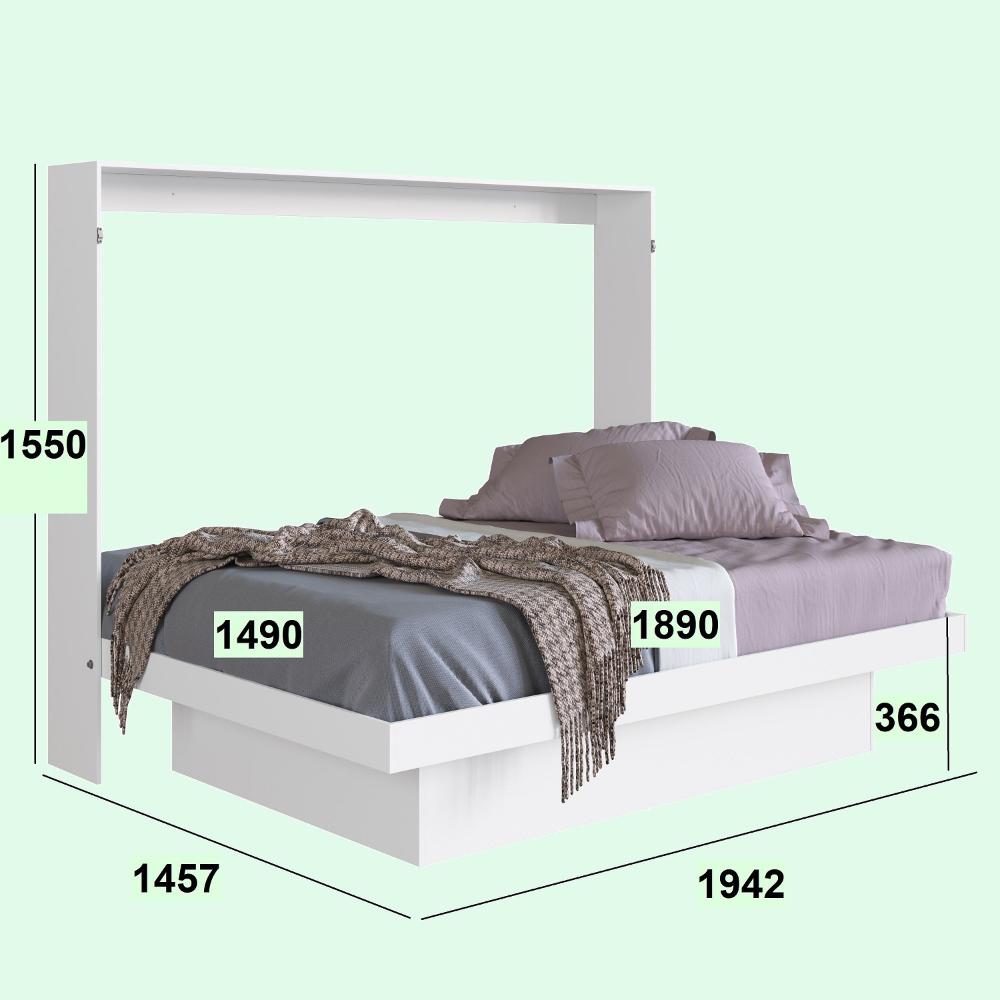 Cama Articulavel Horizontal Casal c/ Estacao de trabalho 140 Latino Branco