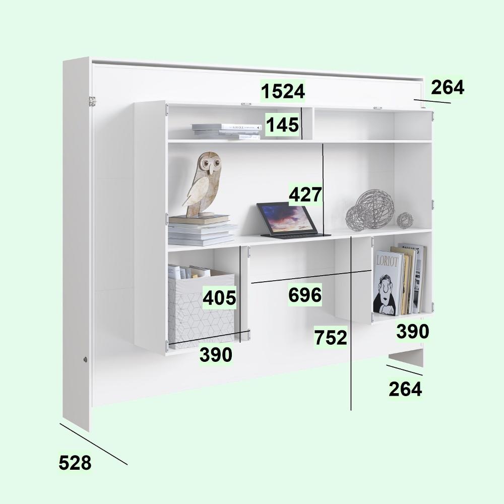 Cama Articulavel Horizontal Casal c/ Estacao de trabalho 140 Latino Branco
