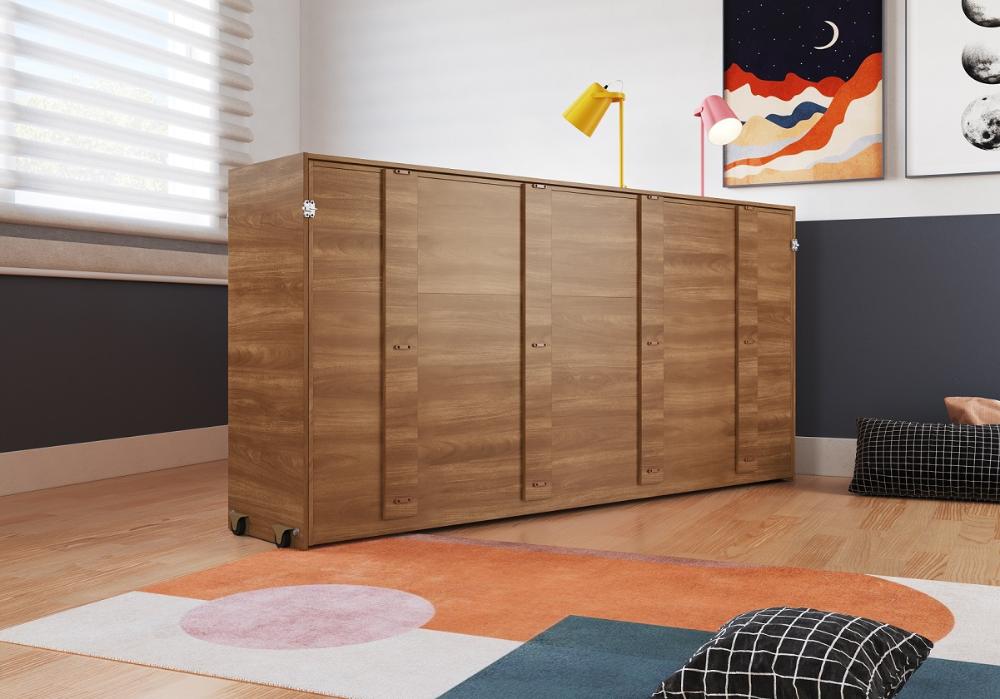 Cama Dupla Articulável Horizontal Solteiro 90 Phoenix Nogal - Art In Móveis