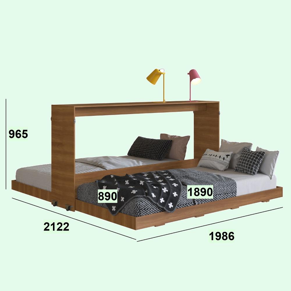 Cama Dupla Articulável Horizontal Solteiro 90 Phoenix Nogal - Art In Móveis