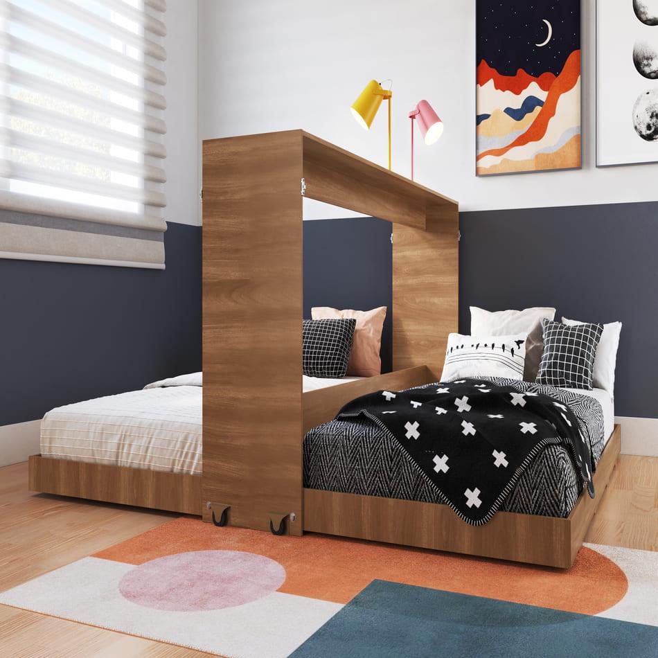 Cama Dupla Articulável Horizontal Solteiro 90 Phoenix Nogal